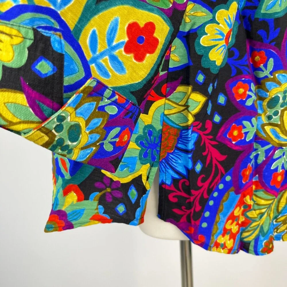 NWOT Ali Miles Paisley Floral Multicolor 3/4 Sleeve Tunic Top Blouse Shirt 1X - Picture 9 of 14